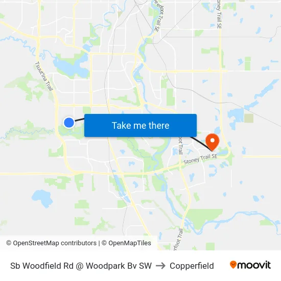 Sb Woodfield Rd @ Woodpark Bv SW to Copperfield map