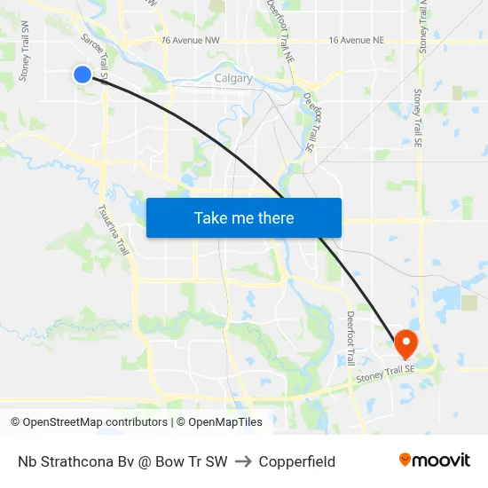 Nb Strathcona Bv @ Bow Tr SW to Copperfield map