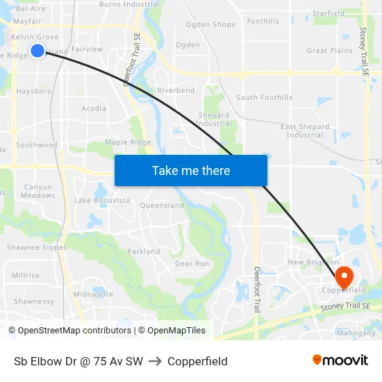 Sb Elbow Dr @ 75 Av SW to Copperfield map