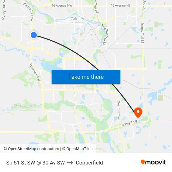 Sb 51 St SW @ 30 Av SW to Copperfield map