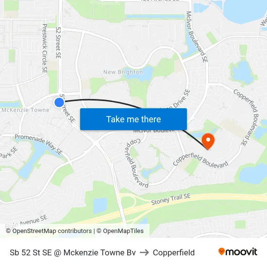 Sb 52 St SE @ Mckenzie Towne Bv to Copperfield map