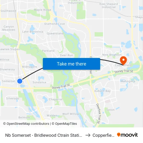 Nb Somerset - Bridlewood Ctrain Station to Copperfield map