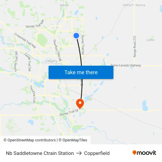 Nb Saddletowne Ctrain Station to Copperfield map