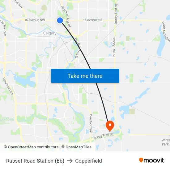 Russet Road Station (Eb) to Copperfield map