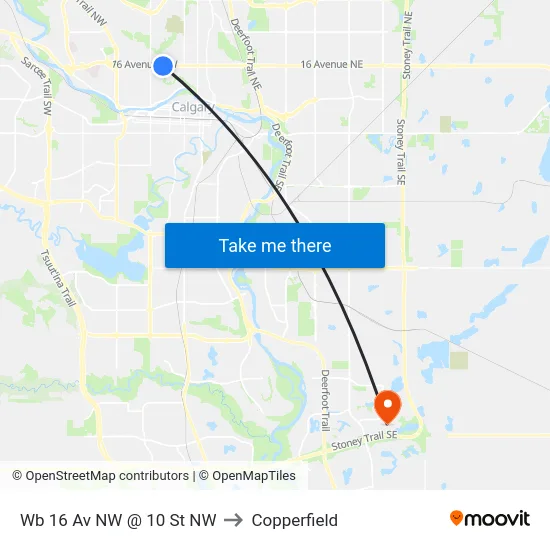 Wb 16 Av NW @ 10 St NW to Copperfield map