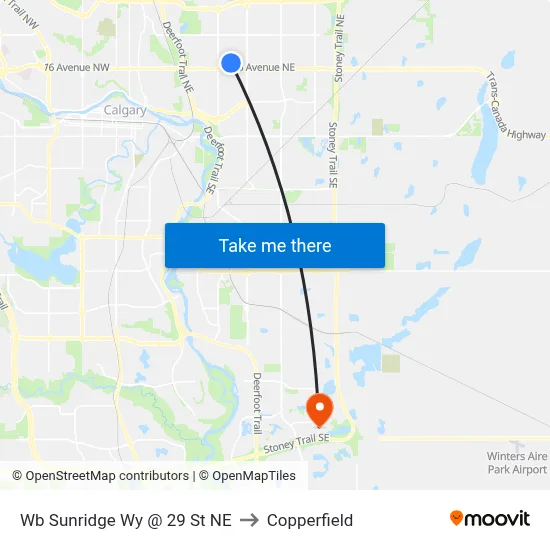 Wb Sunridge Wy @ 29 St NE to Copperfield map