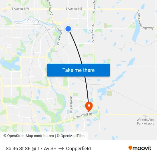 Sb 36 St SE @ 17 Av SE to Copperfield map