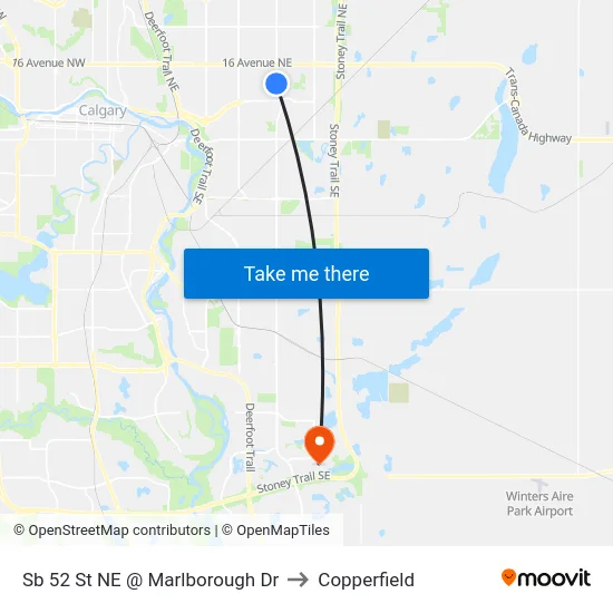 Sb 52 St NE @ Marlborough Dr to Copperfield map