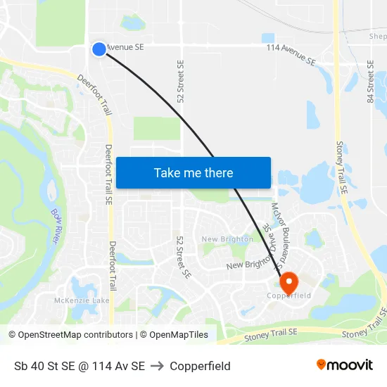 Sb 40 St SE @ 114 Av SE to Copperfield map