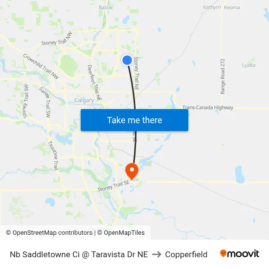 Nb Saddletowne Ci @ Taravista Dr NE to Copperfield map