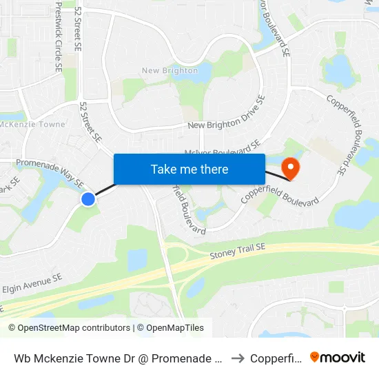 Wb Mckenzie Towne Dr @ Promenade Wy SE to Copperfield map