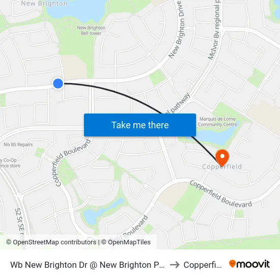 Wb New Brighton Dr @  New Brighton Pa SE to Copperfield map