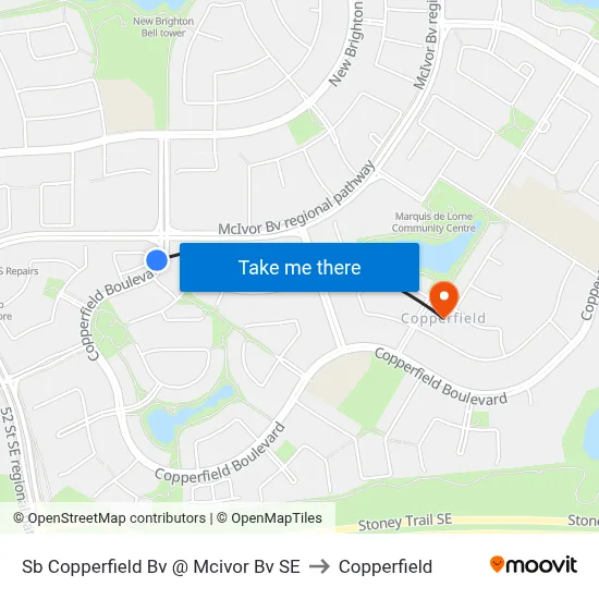 Sb Copperfield Bv @ Mcivor Bv SE to Copperfield map