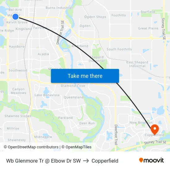 Wb Glenmore Tr @ Elbow Dr SW to Copperfield map