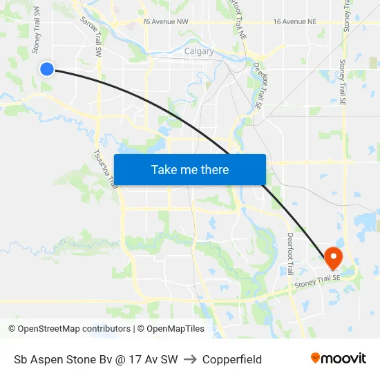 Sb Aspen Stone Bv @ 17 Av SW to Copperfield map