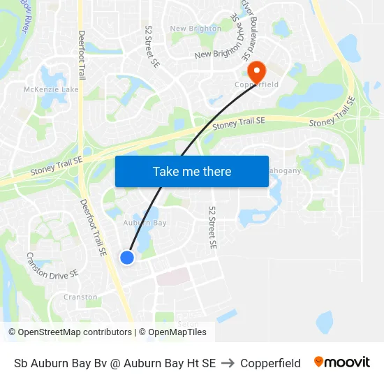 Sb Auburn Bay Bv @ Auburn Bay Ht SE to Copperfield map