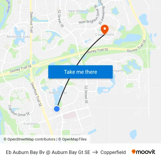 Eb Auburn Bay Bv @ Auburn Bay Gt SE to Copperfield map