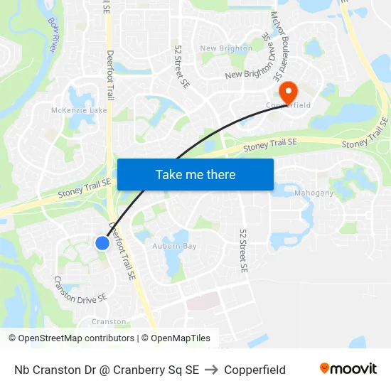 Nb Cranston Dr @ Cranberry Sq SE to Copperfield map