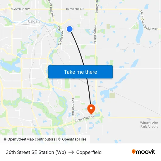 36th Street SE Station (Wb) to Copperfield map