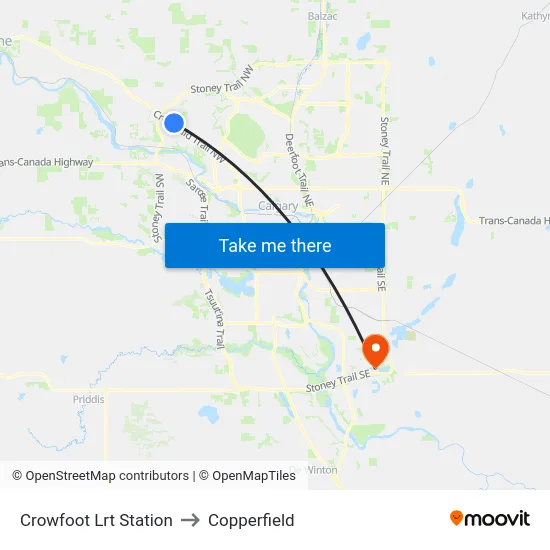 Crowfoot Lrt Station to Copperfield map