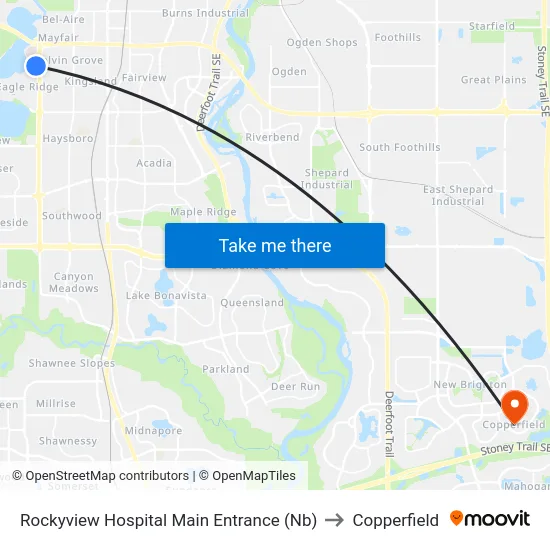 Rockyview Hospital Main Entrance (Nb) to Copperfield map