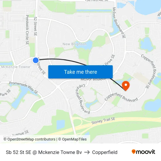 Sb 52 St SE @ Mckenzie Towne Bv to Copperfield map