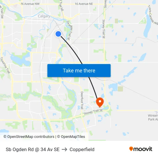 Sb Ogden Rd @ 34 Av SE to Copperfield map