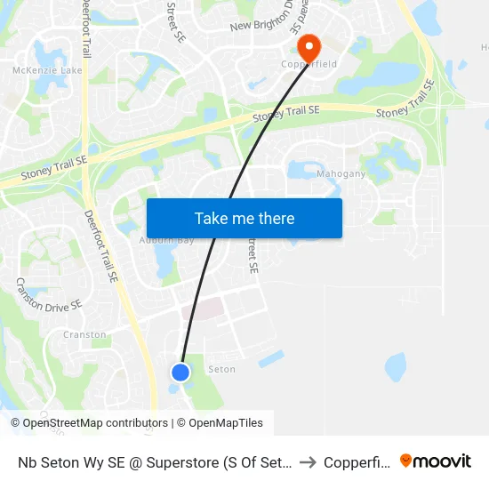 Nb Seton Wy SE @ Superstore (S Of Seton Cr) to Copperfield map