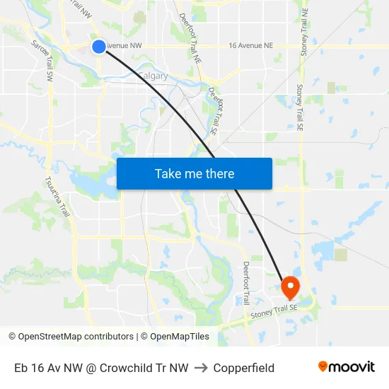 Eb 16 Av NW @ Crowchild Tr NW to Copperfield map