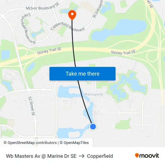 Wb Masters Av @ Marine Dr SE to Copperfield map