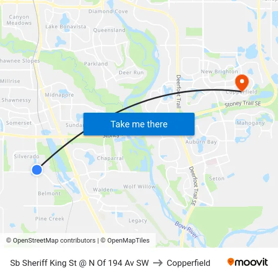 Sb Sheriff King St @ N Of 194 Av SW to Copperfield map
