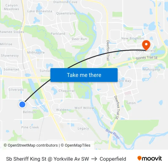 Sb Sheriff King St @ Yorkville Av SW to Copperfield map