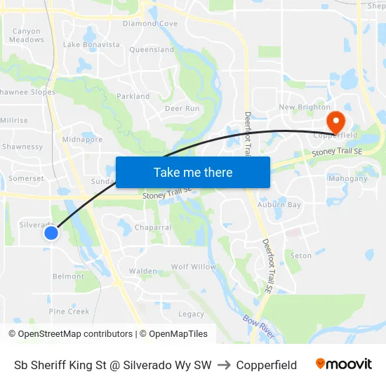 Sb Sheriff King St @ Silverado Wy SW to Copperfield map