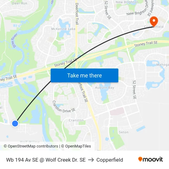 Wb 194 Av SE @ Wolf Creek Dr. SE to Copperfield map