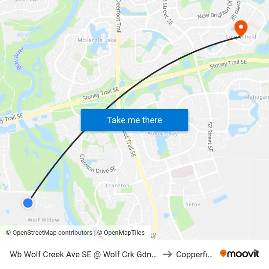 Wb Wolf Creek Ave SE @ Wolf Crk Gdns SE to Copperfield map