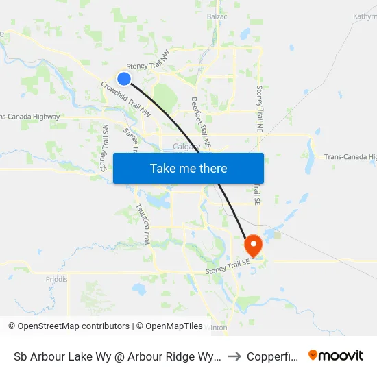Sb Arbour Lake Wy @ Arbour Ridge Wy NW to Copperfield map