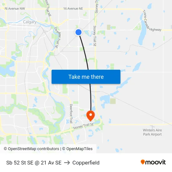 Sb 52 St SE @ 21 Av SE to Copperfield map