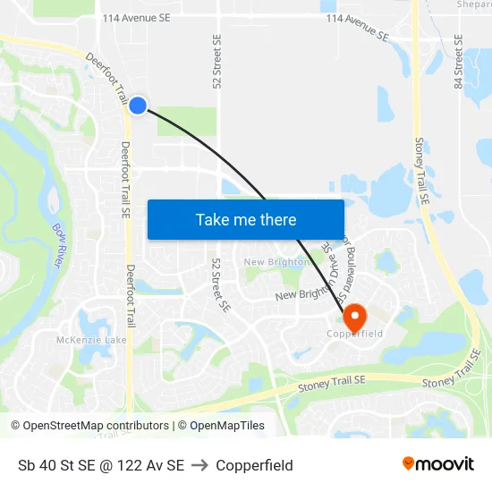 Sb 40 St SE @ 122 Av SE to Copperfield map
