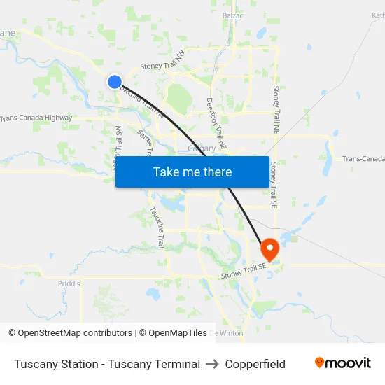 Tuscany Station - Tuscany Terminal to Copperfield map