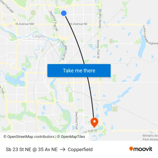 Sb 23 St NE @ 35 Av NE to Copperfield map