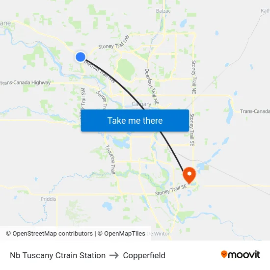 Nb Tuscany Ctrain Station to Copperfield map