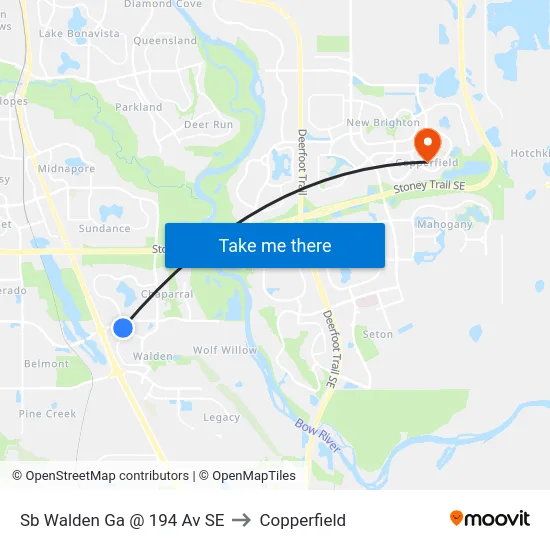 Sb Walden Ga @ 194 Av SE to Copperfield map