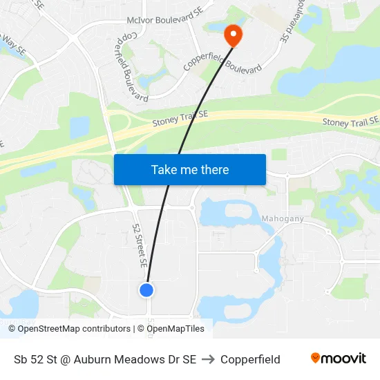 Sb 52 St @ Auburn Meadows Dr SE to Copperfield map