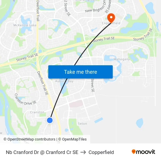 Nb Cranford Dr @ Cranford Cr SE to Copperfield map