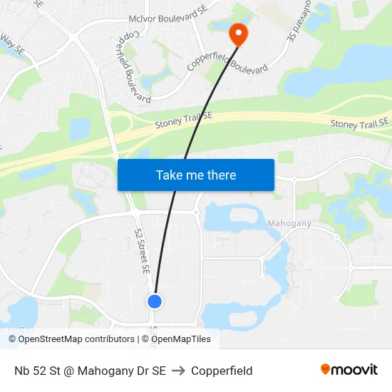 Nb 52 St @ Mahogany Dr SE to Copperfield map