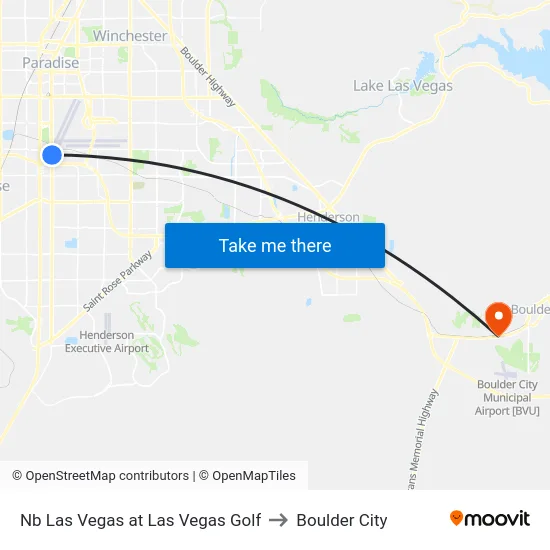 Nb Las Vegas at Las Vegas Golf to Boulder City map