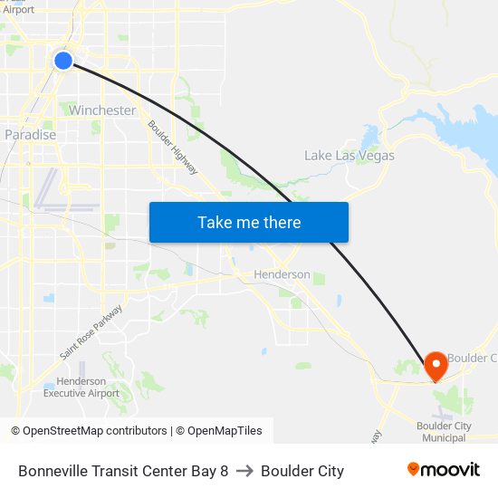 Bonneville Transit Center Bay 8 to Boulder City map