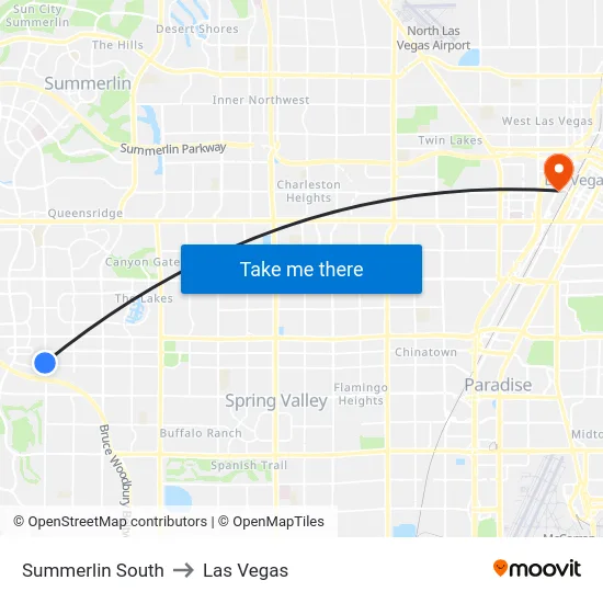 Summerlin South to Las Vegas map