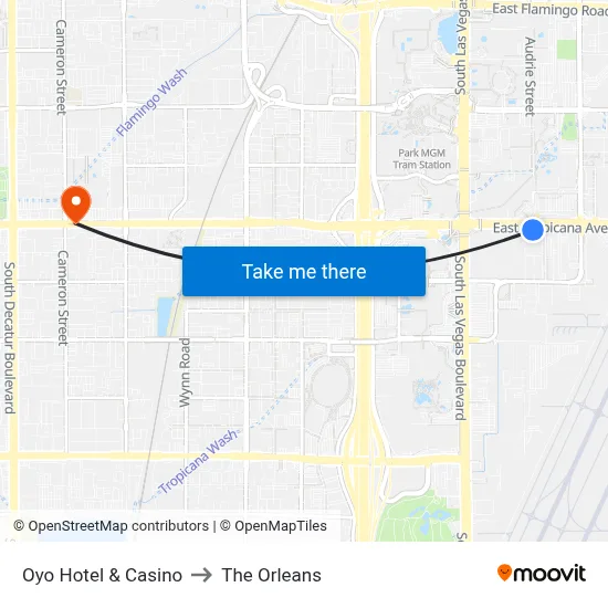 Oyo Hotel & Casino to The Orleans map
