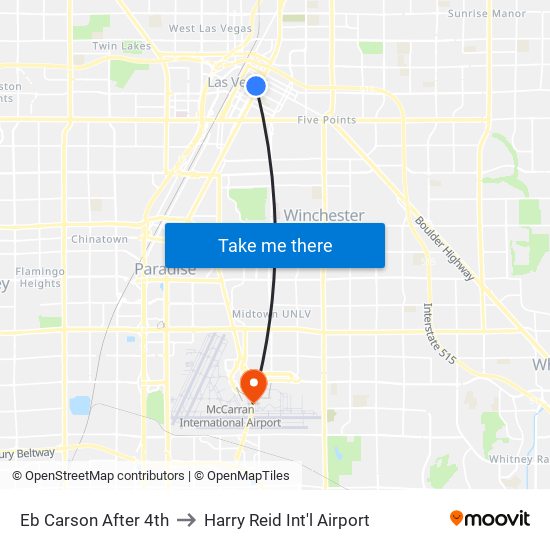 Eb Carson After 4th to Harry Reid Int'l Airport map
